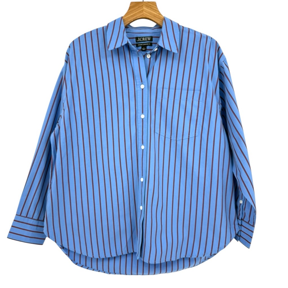 J. Crew Etienne Oversized Shirt in Striped Cotton Poplin Size S - Picture 2 of 9